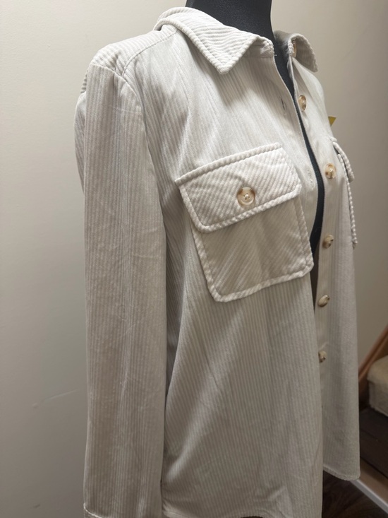 Democracy Jackets & Blazers - Democracy Corduroy Shacket Womens Small Cream Button Front Shirt Jacket